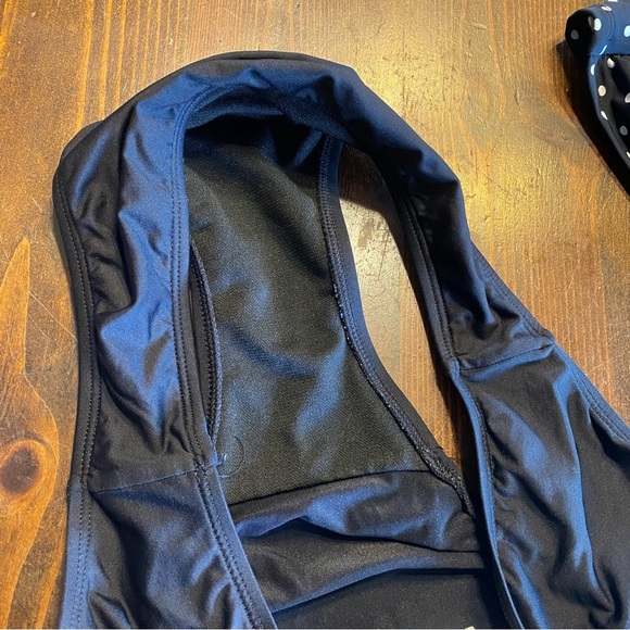 Ralph Lauren Black White Polka Dot Ruffle Tankini SLIMMING Top&black bottom-SZ-8 - Picture 10 of 12